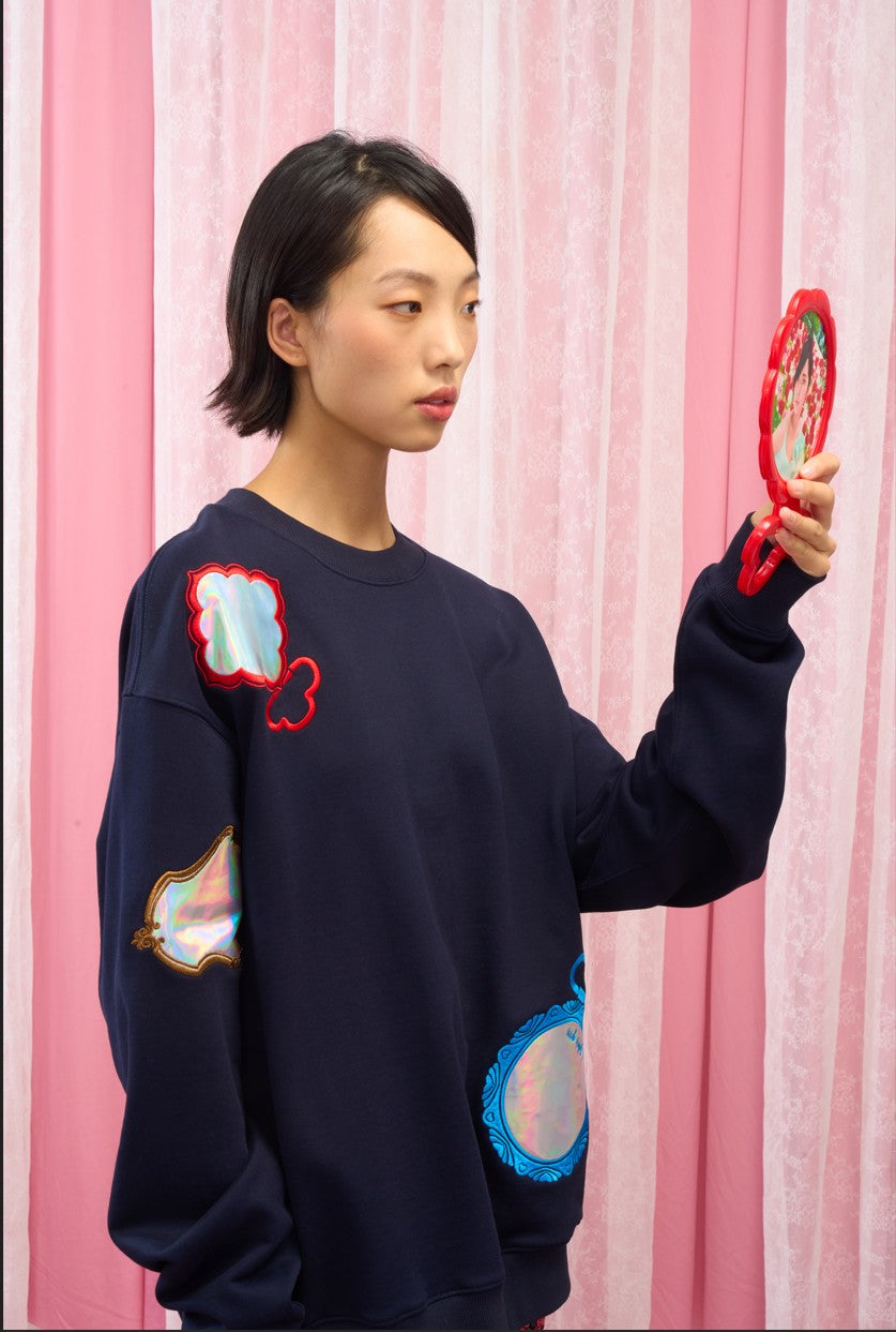 fabric qorn Mirror Embroidery Crewneck Sweatshirt-thumbmail-2