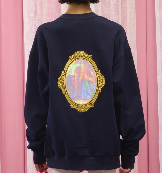 fabric qorn Mirror Embroidery Crewneck Sweatshirt