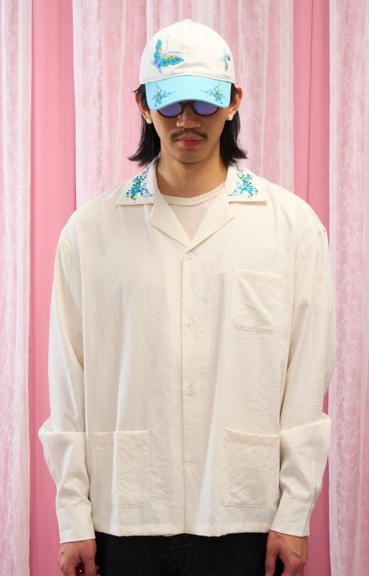 fabric qorn Floral Embroidery Shirt